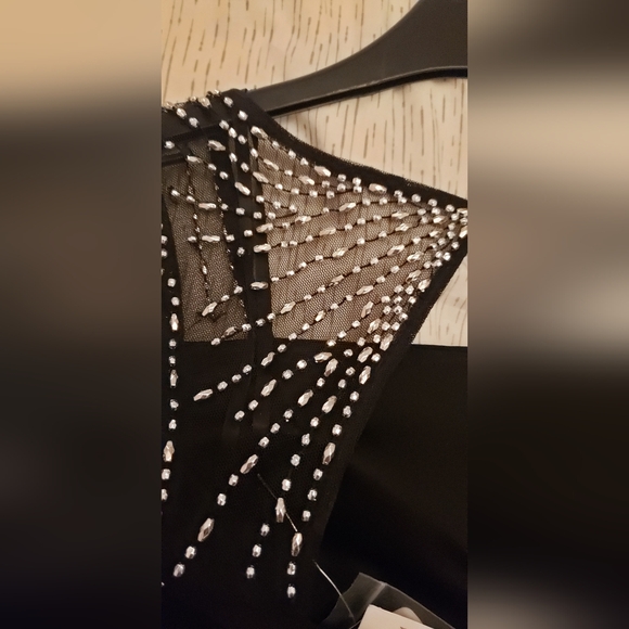 NWT Black Betsy &  Adam maxi dress with beaded sleeves retail $380 - Picture 5 of 11